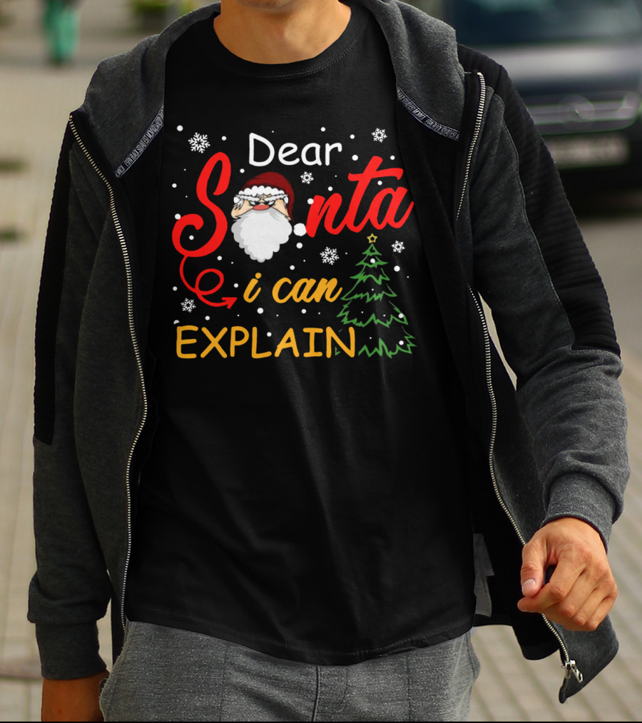 Dear Santa I Can Explain Christmas Tree Snowflakes T-Shirt