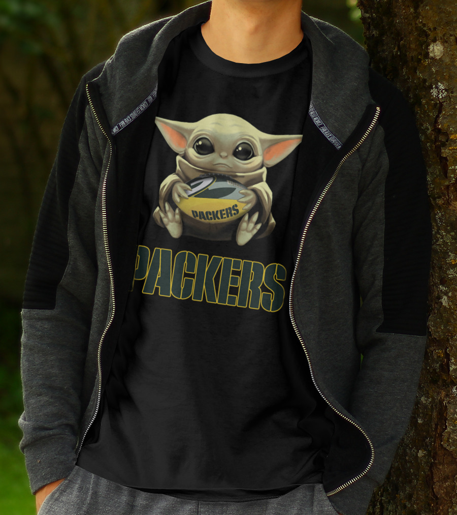 Baby Yoda Holding Packers Football Packers T-Shirt