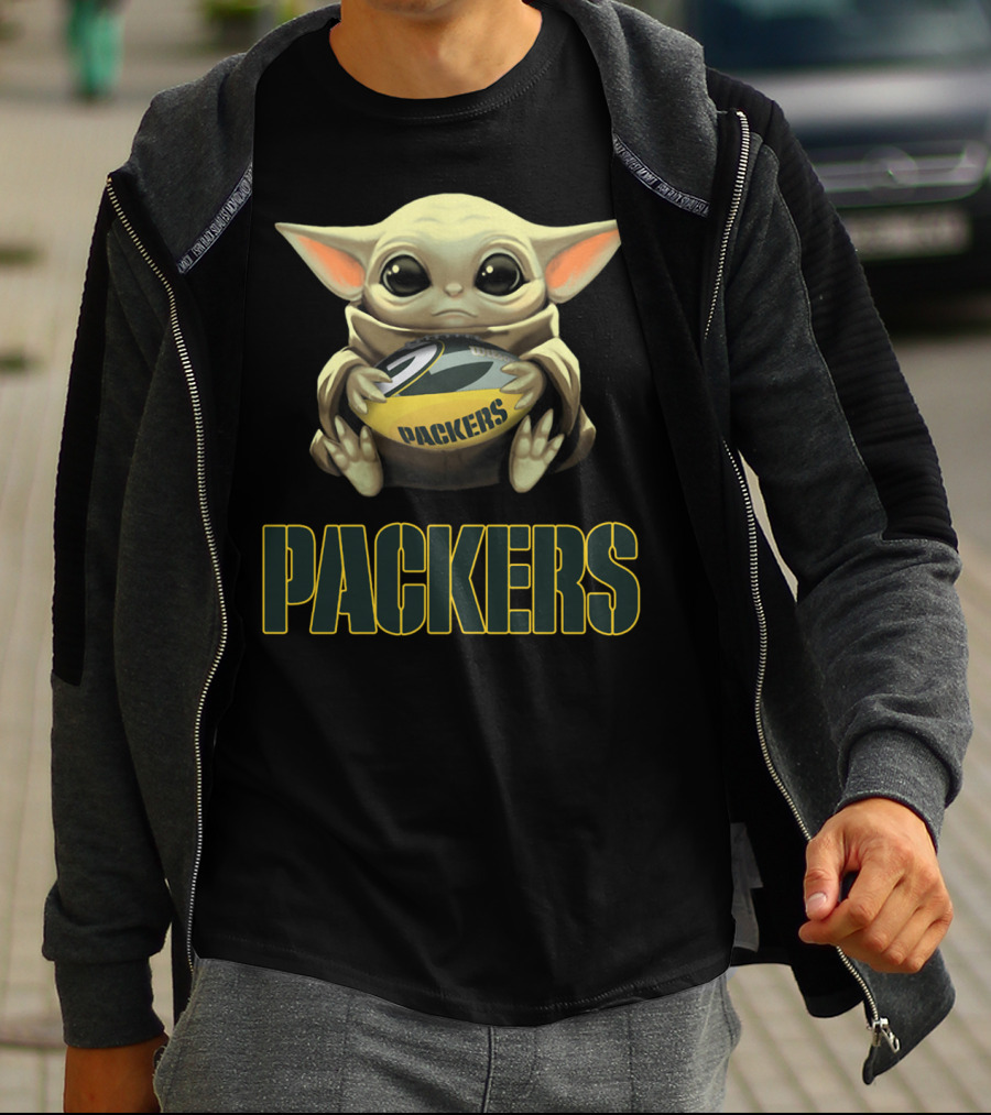 Baby Yoda Holding Packers Football Packers T-Shirt