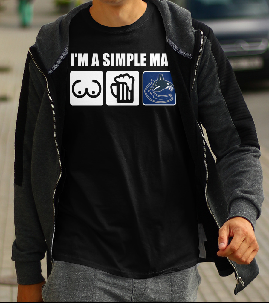 I'm A Simple Man Canucks Beer Hockey Logo Icons T-Shirt