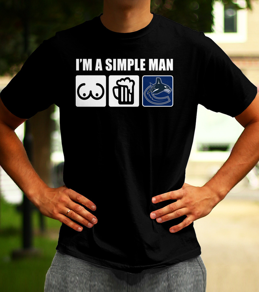 I'm A Simple Man Canucks Beer Hockey Logo Icons T-Shirt
