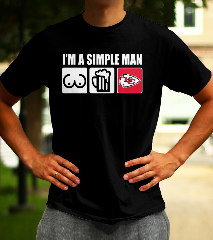 Chiefs I'm A Simple Man Beer And Logo Icons T-Shirt