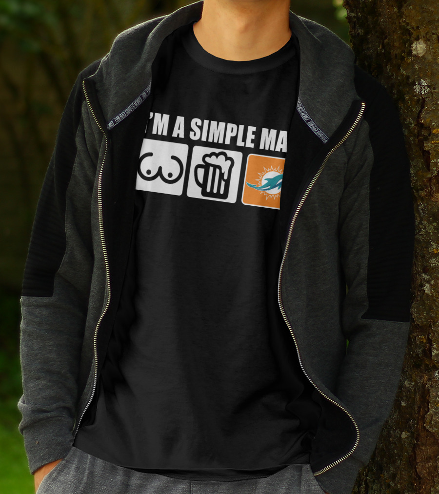 I'm A Simple Man Dolphins Beer Symbols T-Shirt