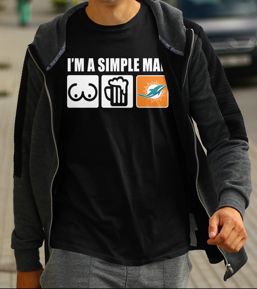 I'm A Simple Man Dolphins Beer Symbols T-Shirt