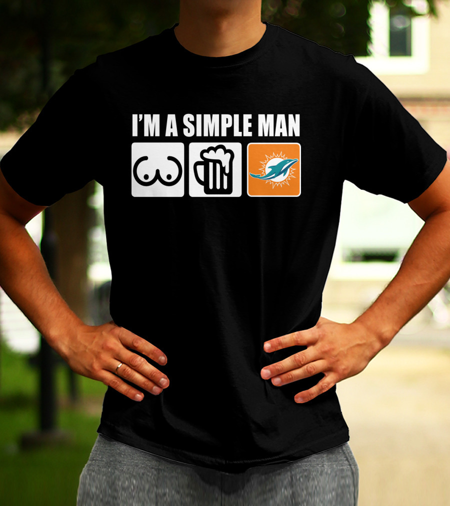 I'm A Simple Man Dolphins Beer Symbols T-Shirt