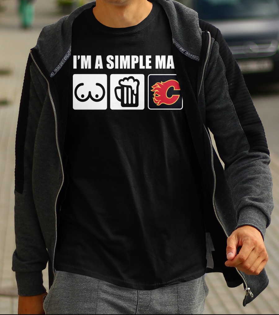 I'm A Simple Man Breasts Beer Flames Hockey T-Shirt