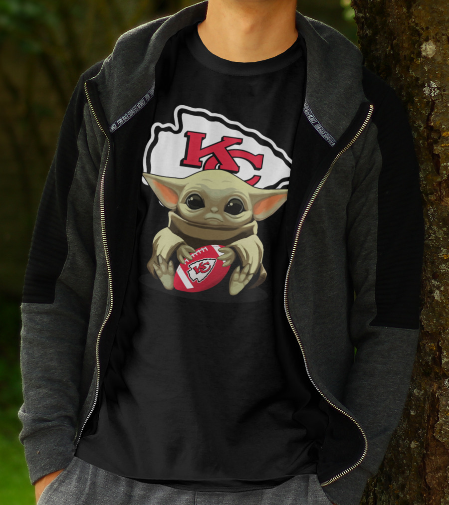 Baby Yoda KC Chiefs Football Fan T-Shirt