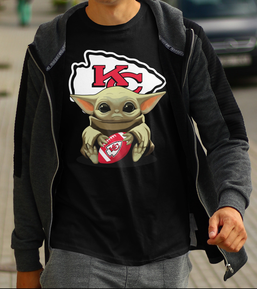 Baby Yoda KC Chiefs Football Fan T-Shirt