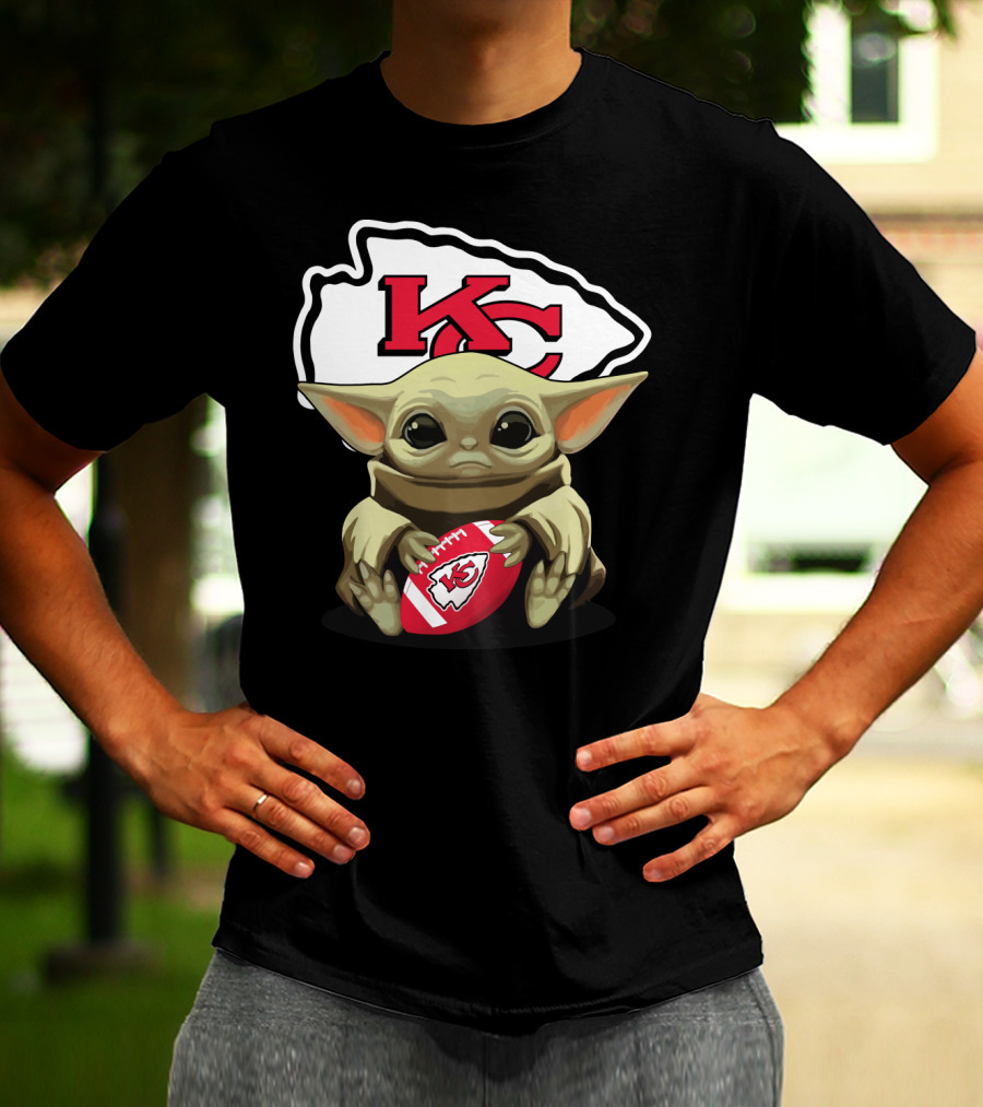 Baby Yoda KC Chiefs Football Fan T-Shirt