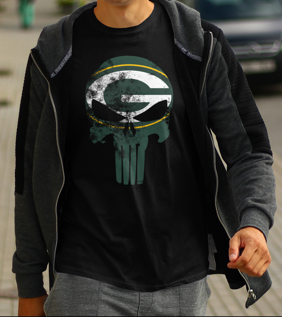 Packers G Skull Punisher Green Bay Football T-Shirt