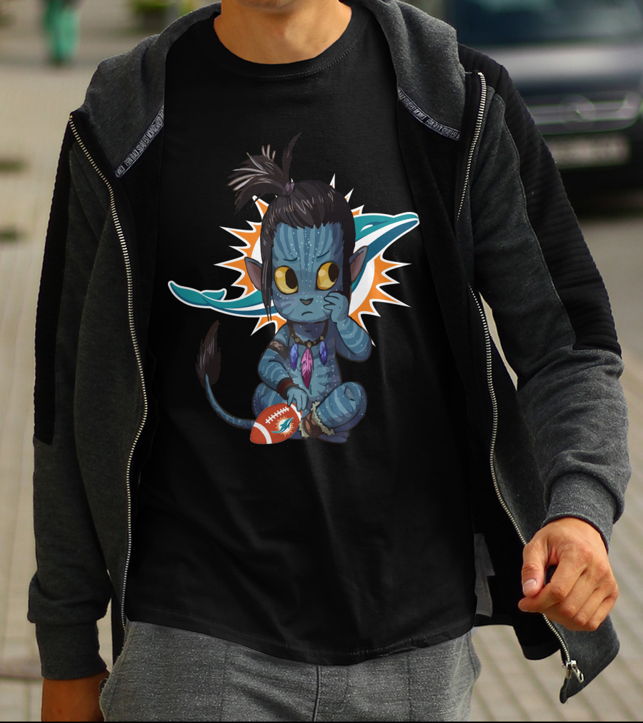 Miami Dolphins Avatar Crossover Football Character T-Shirt