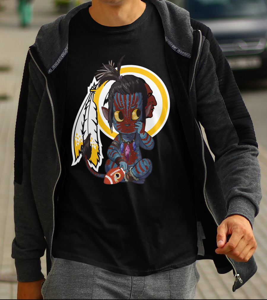 Avatar Redskins Football Character With Feathers And Face Paint T-Shirt