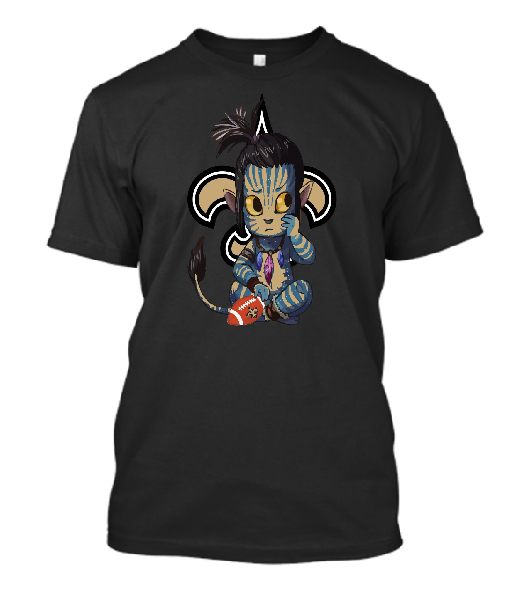 Avatar Saints Chibi Character With Football And Fleur-de-Lis T-Shirt