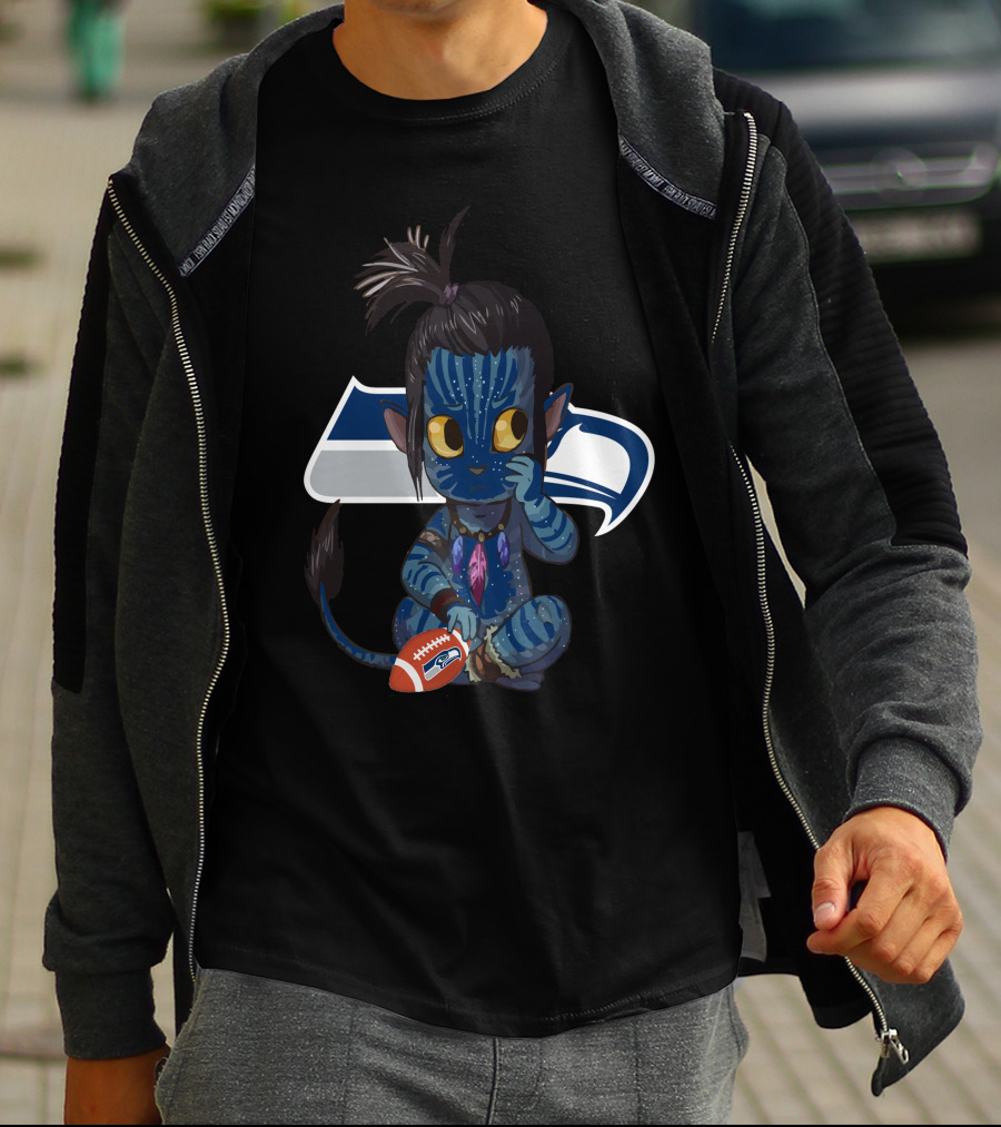 Avatar Na'vi Meets Seattle Seahawks Football Fusion T-Shirt