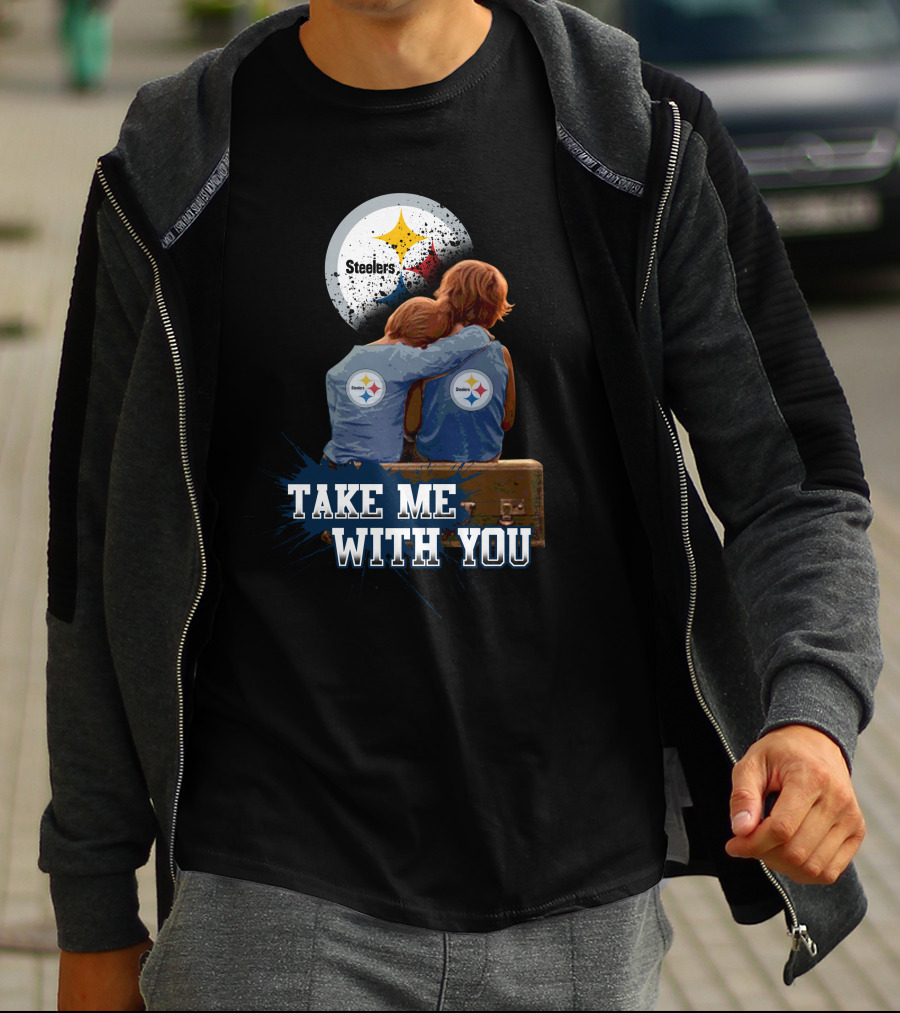Steelers Logo Hugging Kids Take Me With You T-Shirt