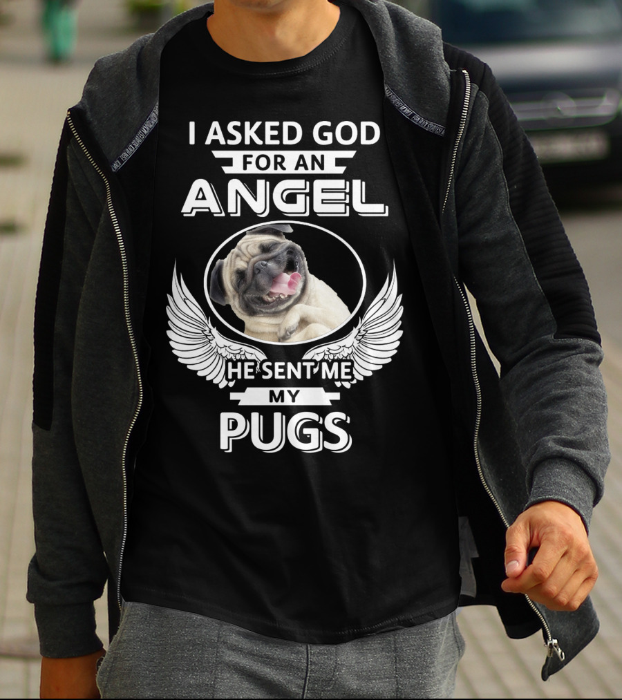 I Asked God For An Angel He Sent Me My Pugs T-Shirt