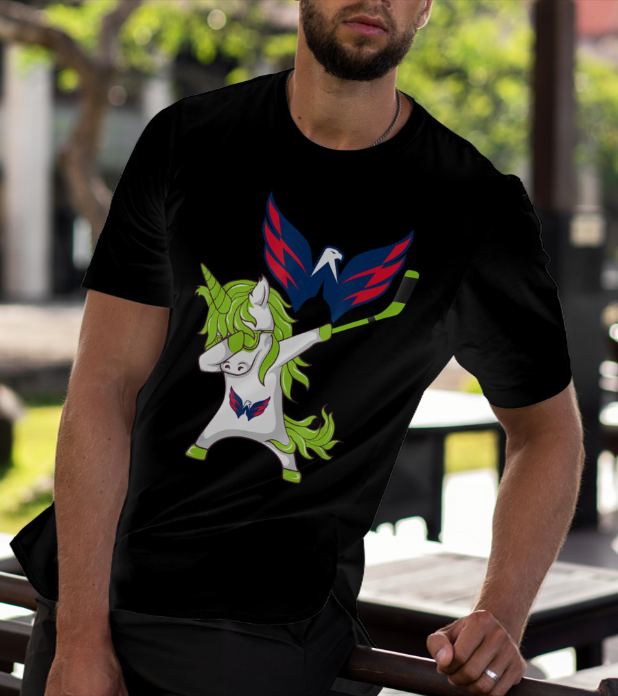 St Patrick's Day Dabbing Unicorn With Washington Capitals Hockey T-Shirt