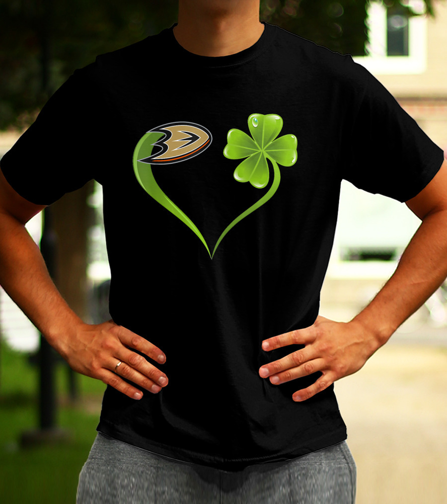 St Patrick's Day Anaheim Ducks Shamrock Heart T-Shirt