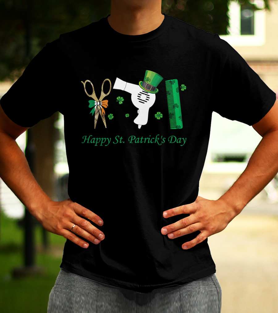 Happy St. Patrick's Day Hairdresser Hair Stylist Shamrock T-Shirt