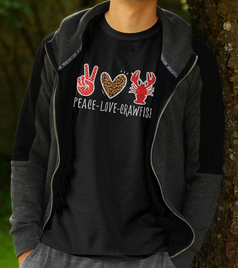 Peace Love Crawfish Leopard Heart Crawfish Lover T-Shirt