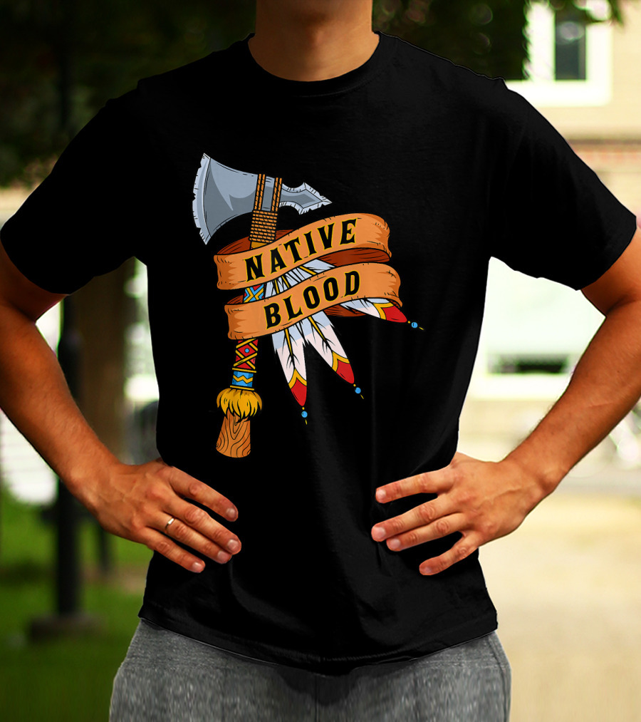 Native Blood Tribal Tomahawk Pride T-Shirt