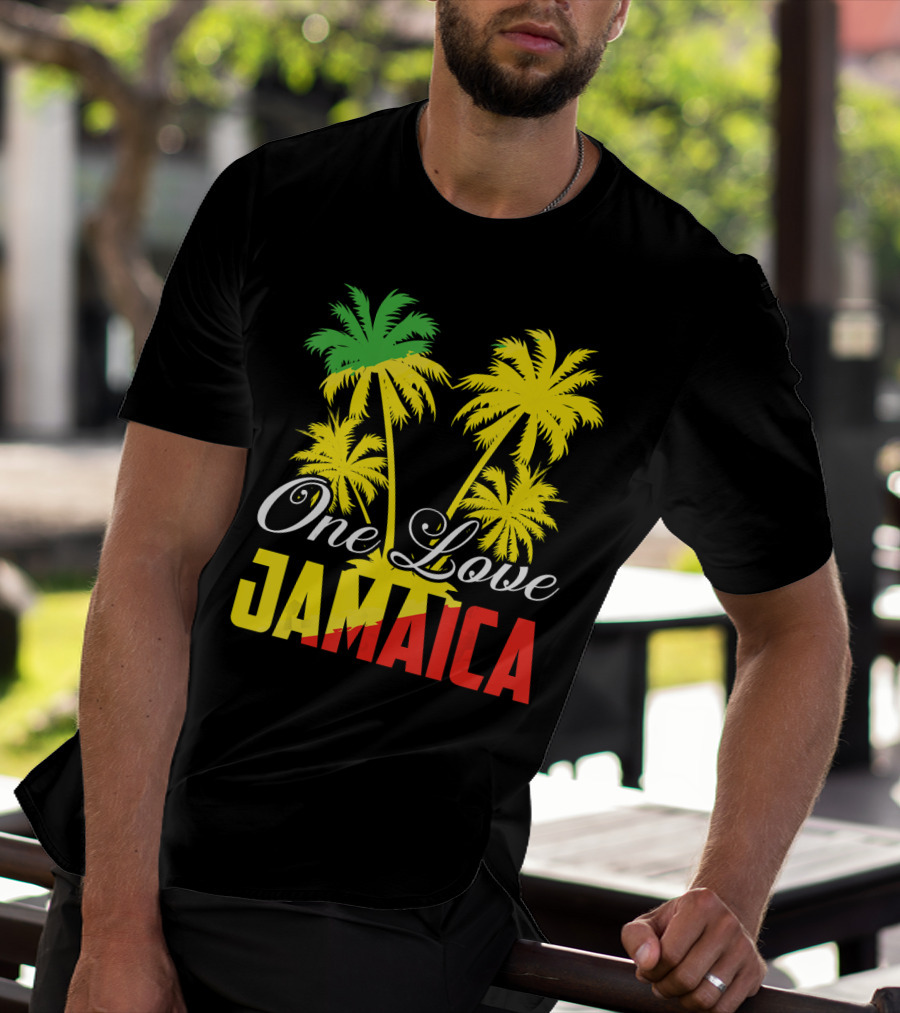 One Love Jamaica Vacation Reggae Music Palm Trees T-Shirt