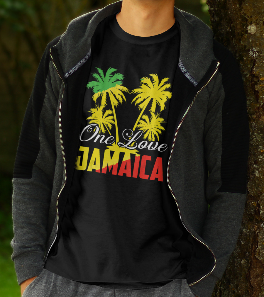 One Love Jamaica Vacation Reggae Music Palm Trees T-Shirt