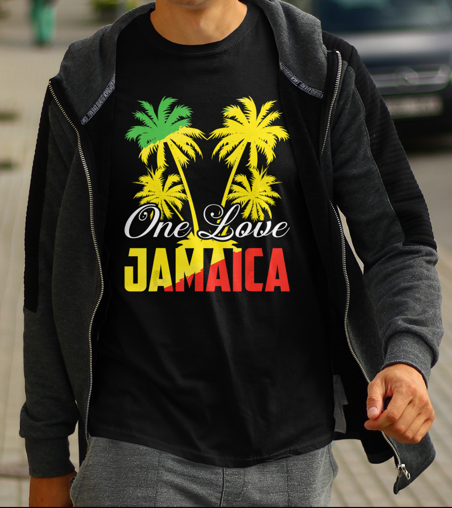 One Love Jamaica Vacation Reggae Music Palm Trees T-Shirt