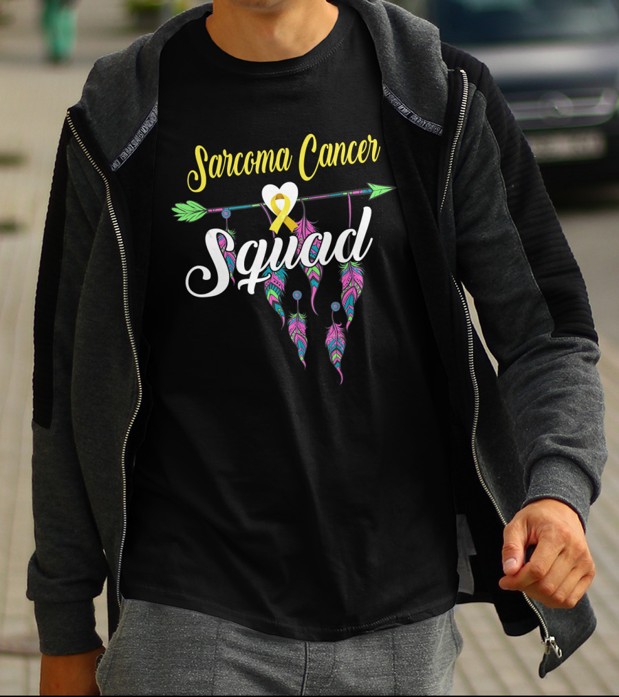 Sarcoma Cancer Squad Yellow Ribbon Dreamcatcher T-Shirt