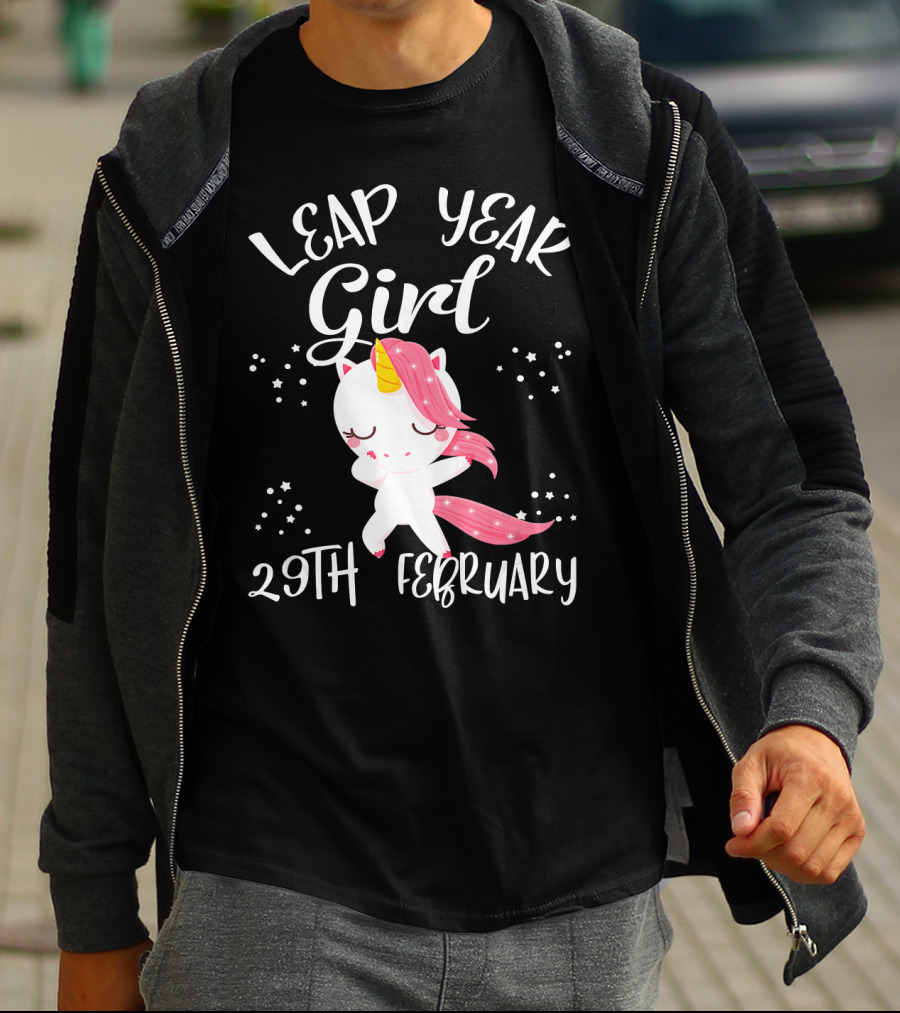 Leap Year Girl 29Th February Birthday Unicorn T-Shirt