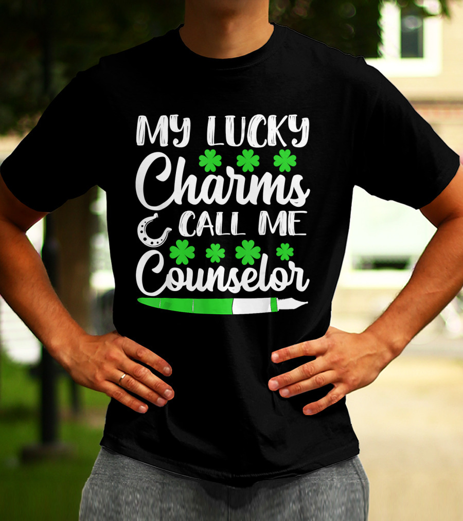 My Lucky Charms Call Me Counselor St Patricks Shamrocks Horseshoe T-Shirt