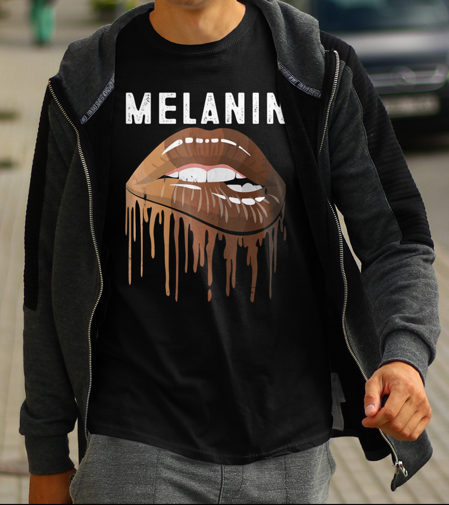 Melanin Dripping Lips Art Black History African American Pride T-Shirt