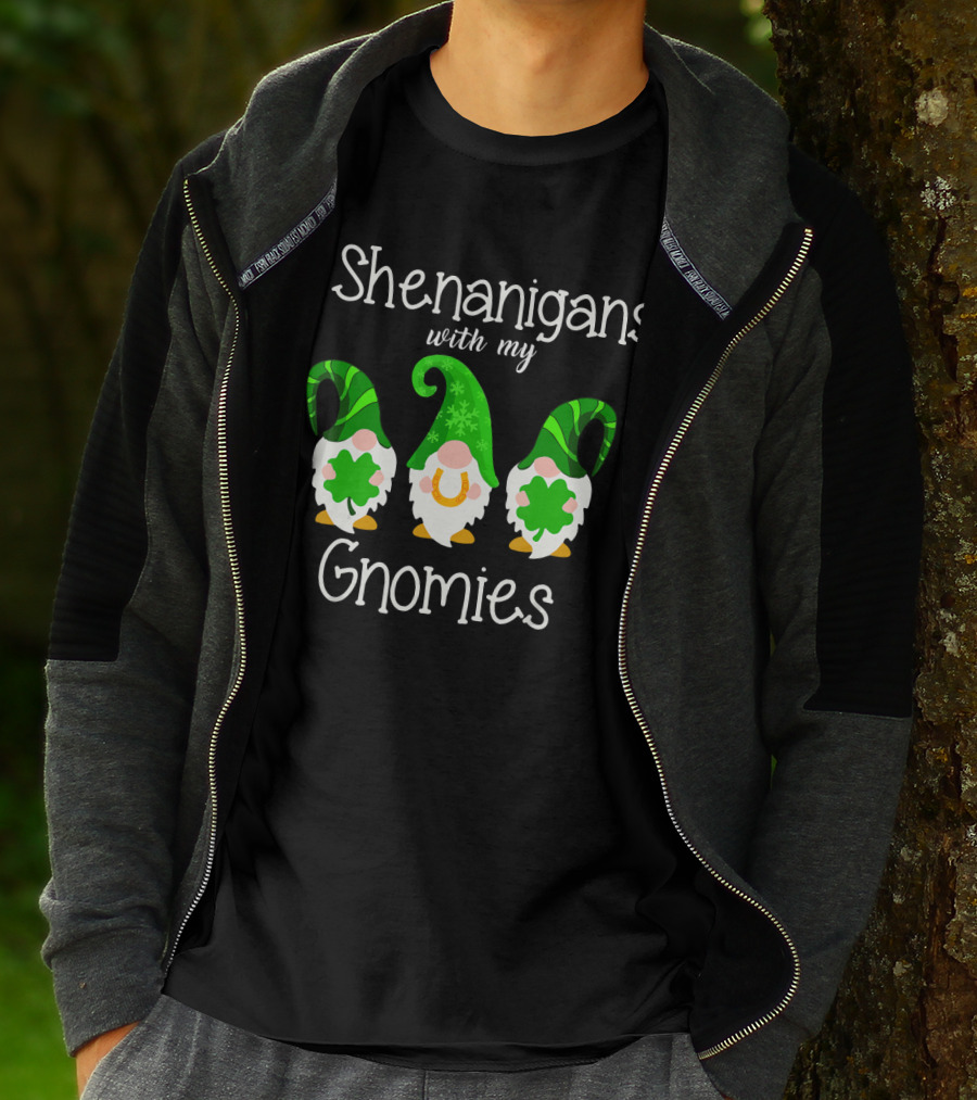 Shamrock Gnome Shenanigans With My Gnomies Clover Fun T-Shirt