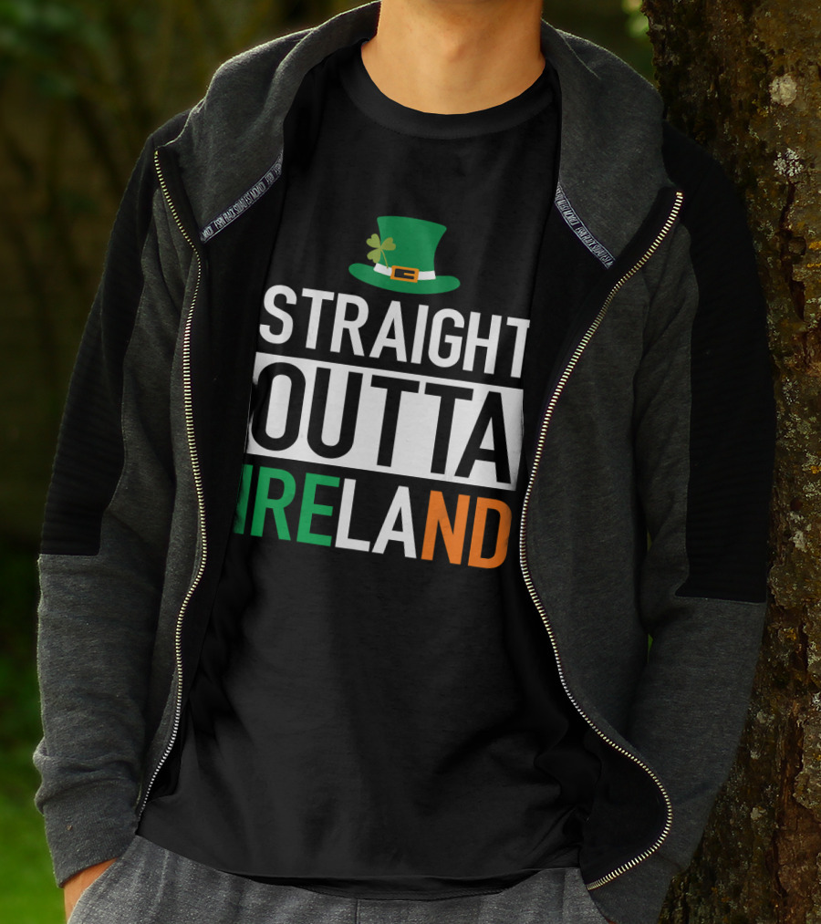 Straight Outta Ireland St Patrick's Day Leprechaun Hat Shamrock T-Shirt