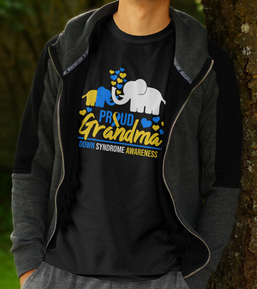 Proud Grandma Down Syndrome Awareness Elephant Hearts T-Shirt