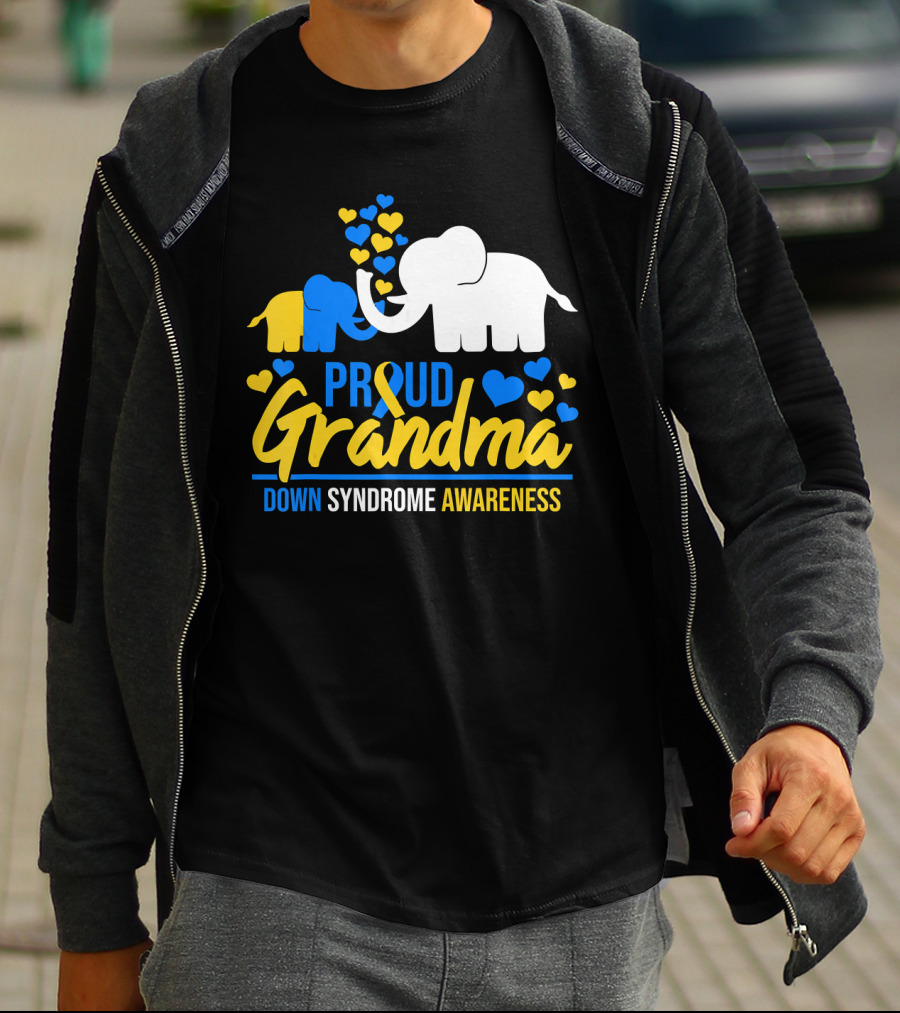 Proud Grandma Down Syndrome Awareness Elephant Hearts T-Shirt