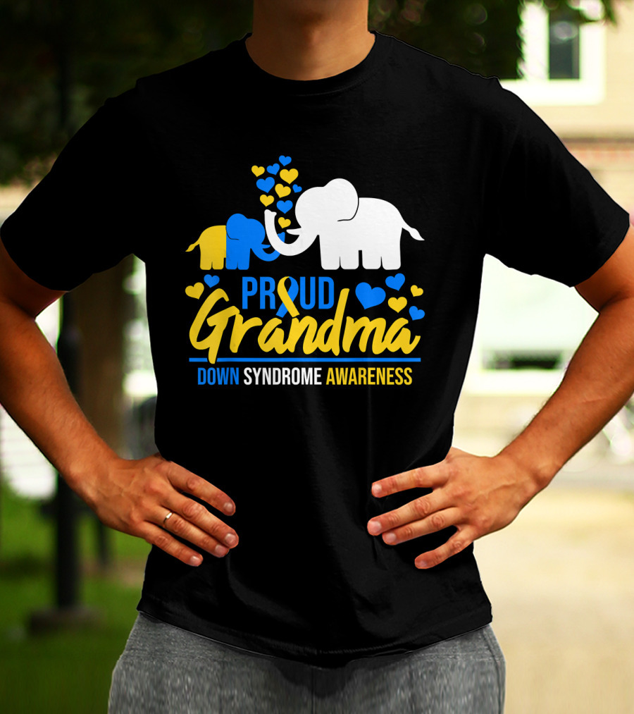 Proud Grandma Down Syndrome Awareness Elephant Hearts T-Shirt