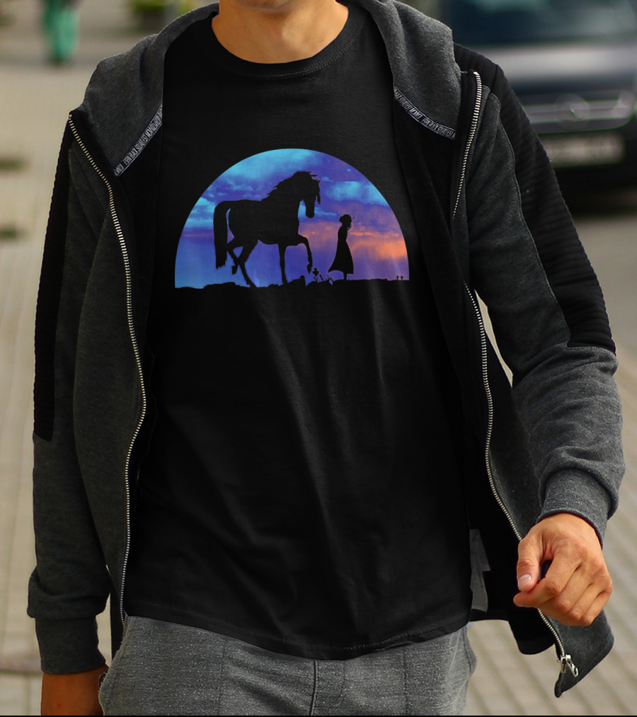 Horse Girl Lover Great Silhouette At Sunset T-Shirt