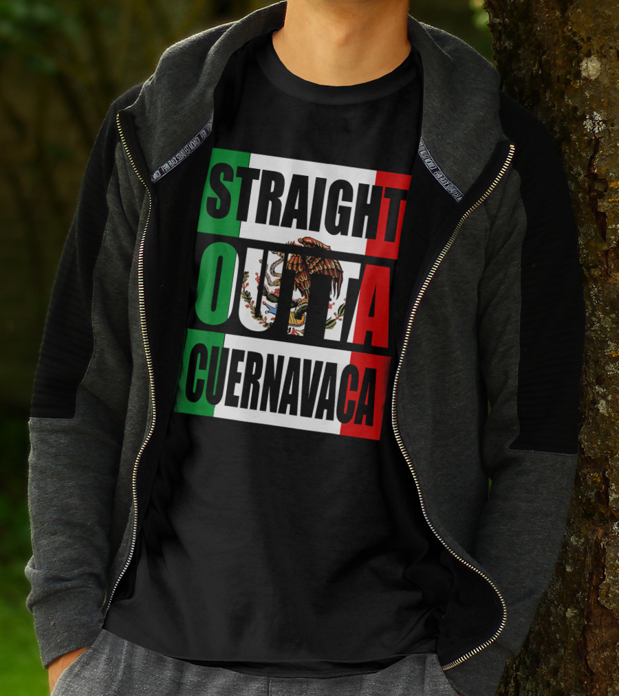Straight Outta Cuernavaca Mexico With Mexican Flag Colors T-Shirt
