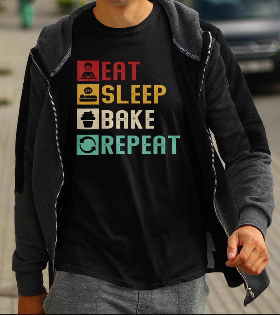 Eat Sleep Bake Repeat Vintage Baking Baker T-Shirt