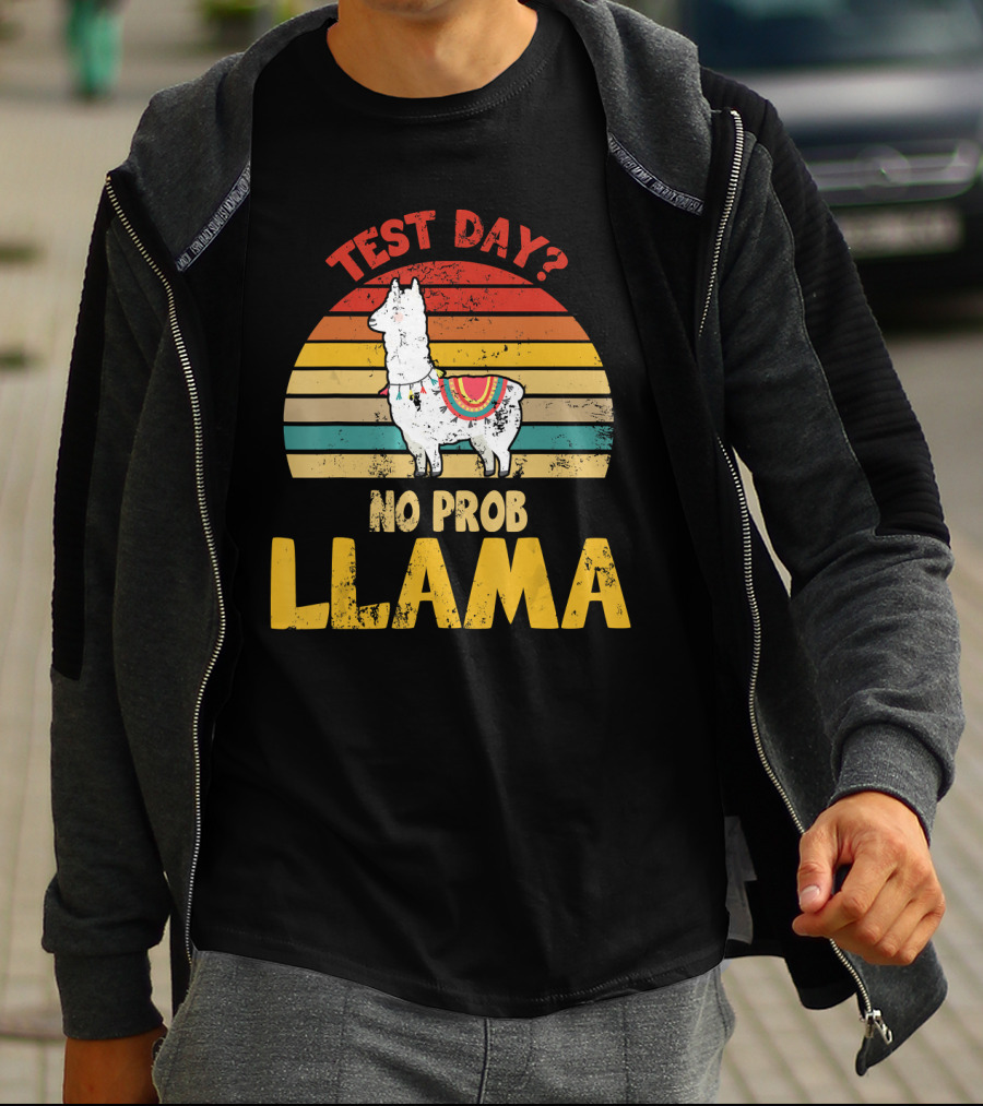 Vintage Test Day? No Prob Llama Retro Teacher T-Shirt