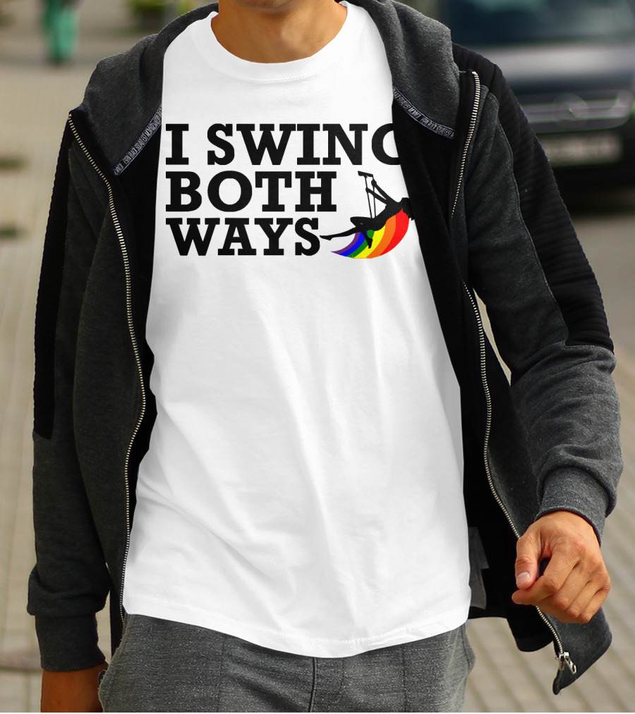 I Swing Both Ways Funny Gay Pride Rainbow Swing T-Shirt