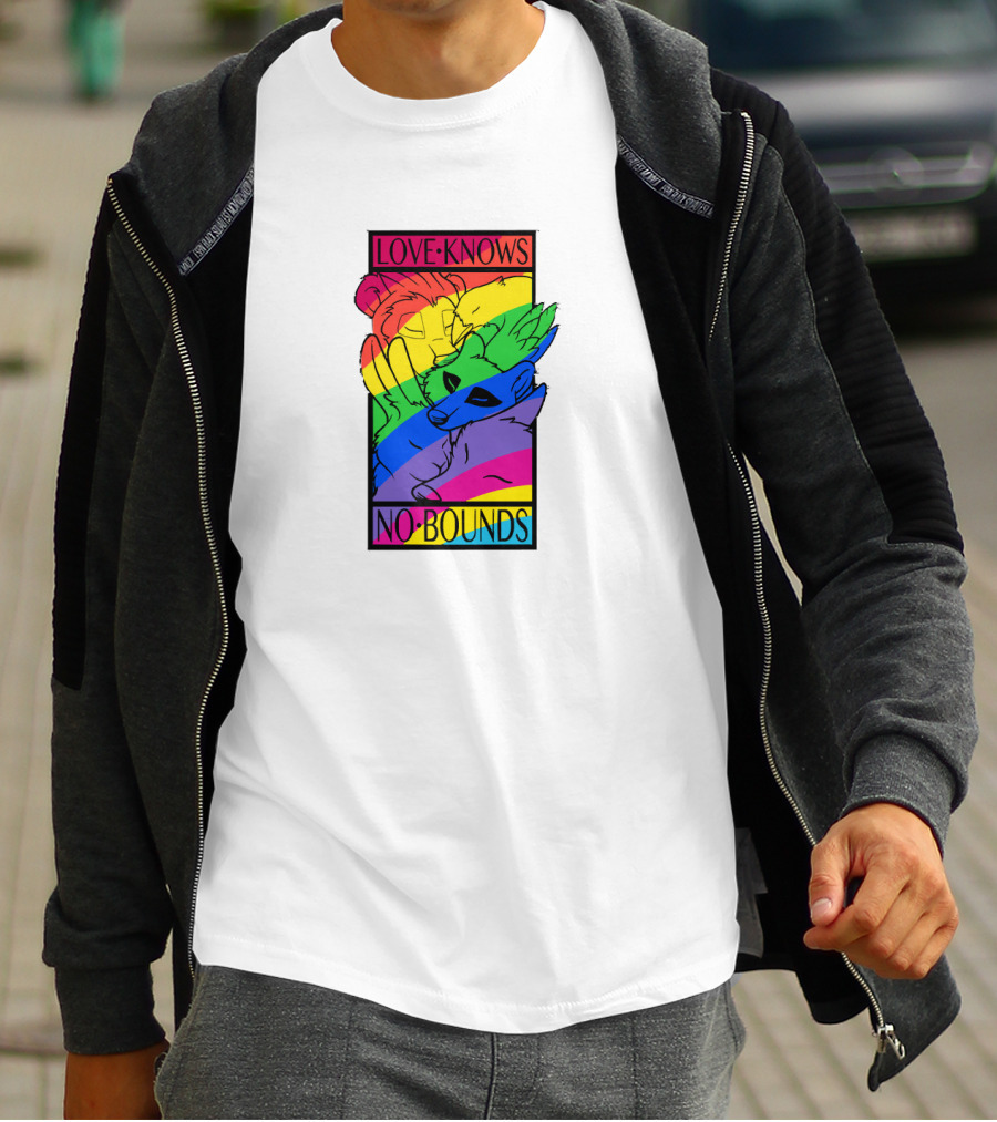 Love Knows No Bounds Rainbow Animal Embrace T-Shirt