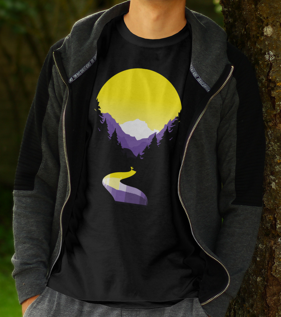 Non Binary Pride Sunset Mountain Landscape T-Shirt