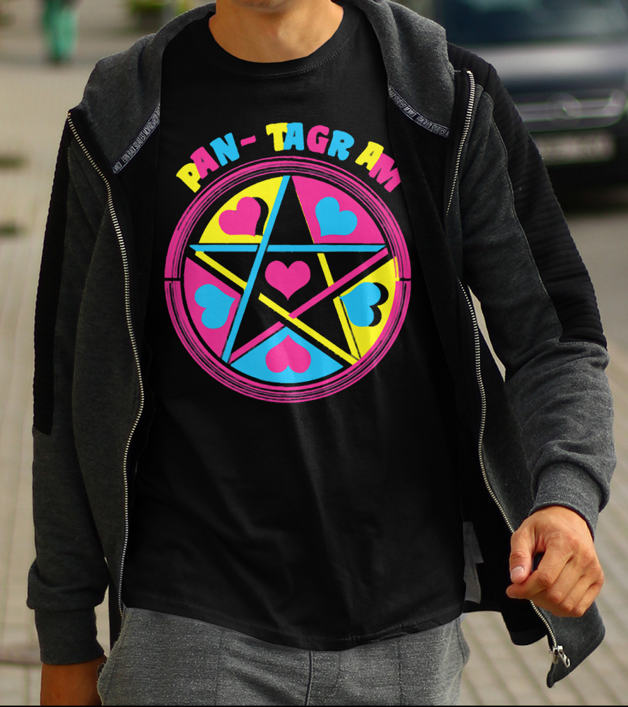 PAN-TAGRAM Hearts And Pentagram Retro T-Shirt