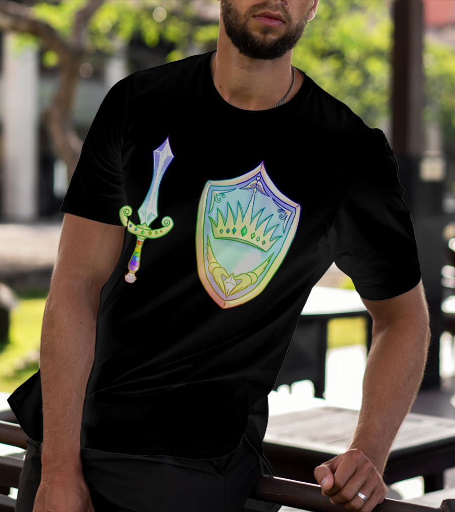 Rainbow Armory Crystal Sword Shield Crown T-Shirt