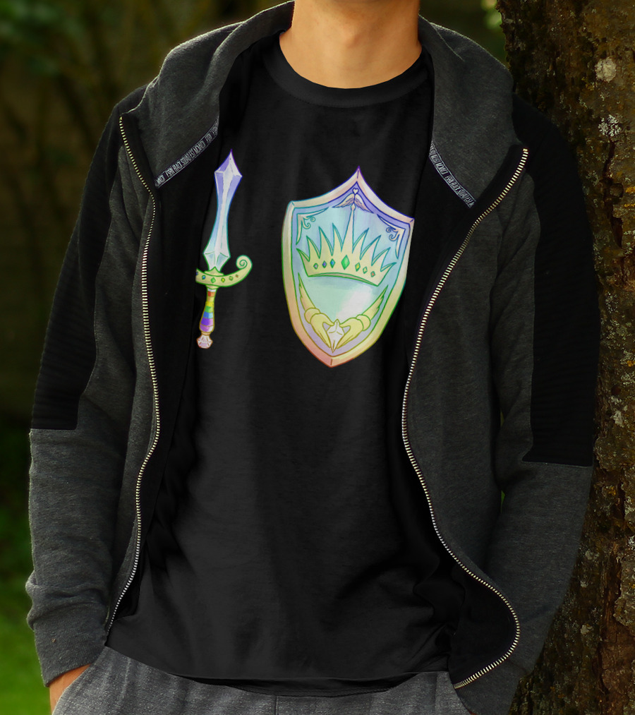 Rainbow Armory Crystal Sword Shield Crown T-Shirt