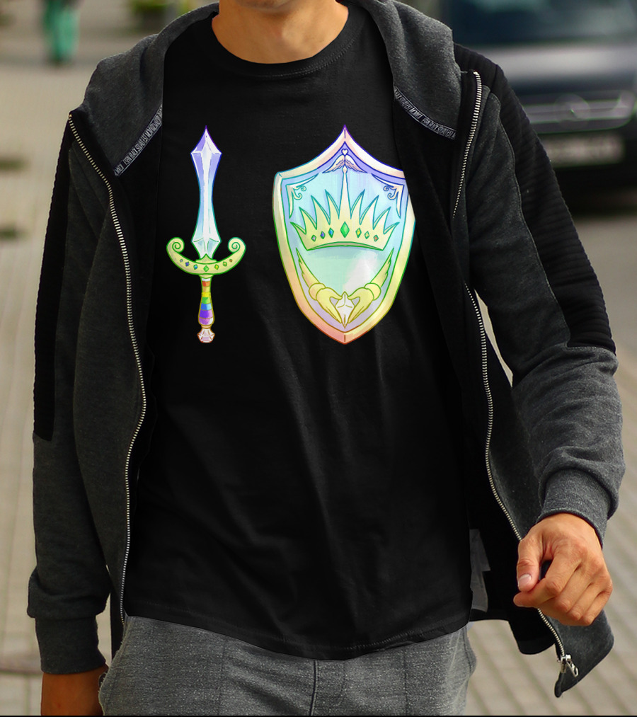 Rainbow Armory Crystal Sword Shield Crown T-Shirt