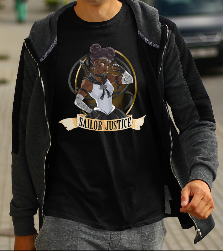 Sailor Justice Warrior With Sword And Fighting Stance T-Shirt