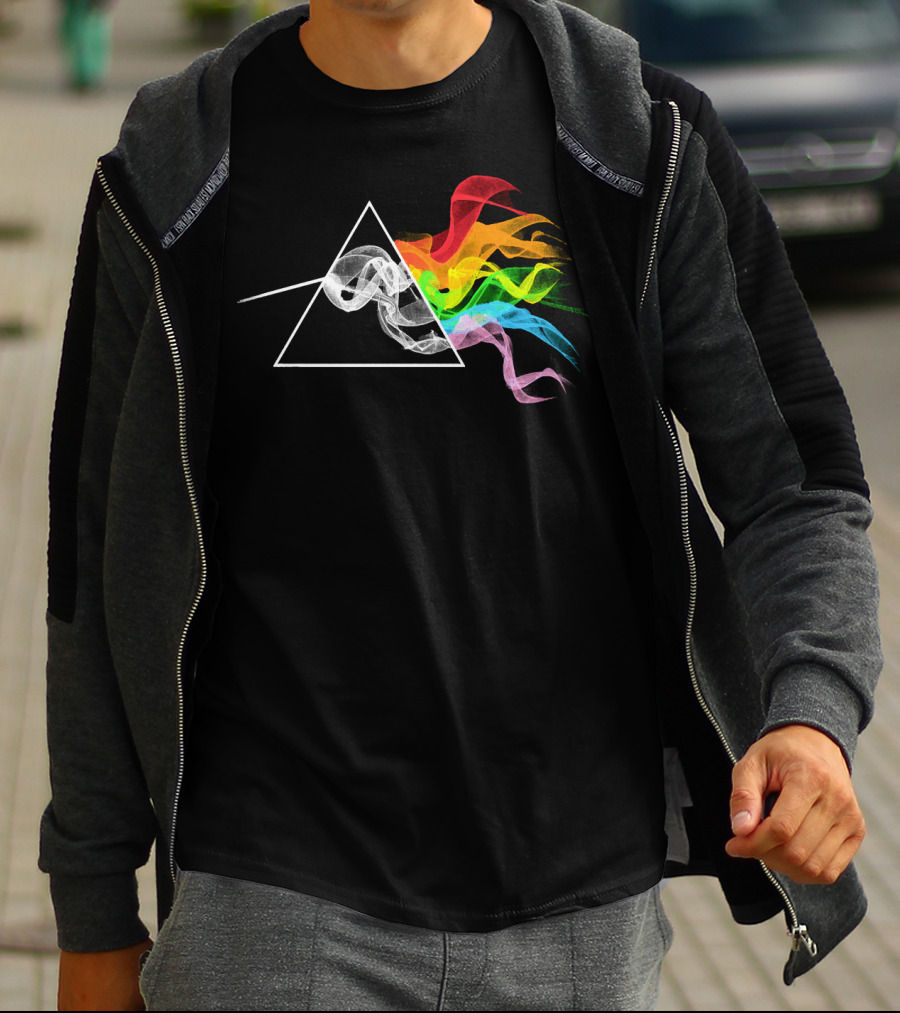 SMOKING DARK SIDE OF THE MOON PRISM RAINBOW SMOKE T-Shirt